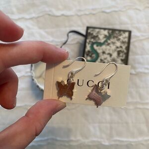 Authentic Gucci Butterfly Drop Earrings Sterling Silver